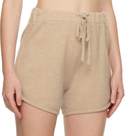 Lisa Yang Kiyo Tonal Track 100% Cashmere Sweater Shorts Sz 1 Small Medium Sand - Picture 9 of 11